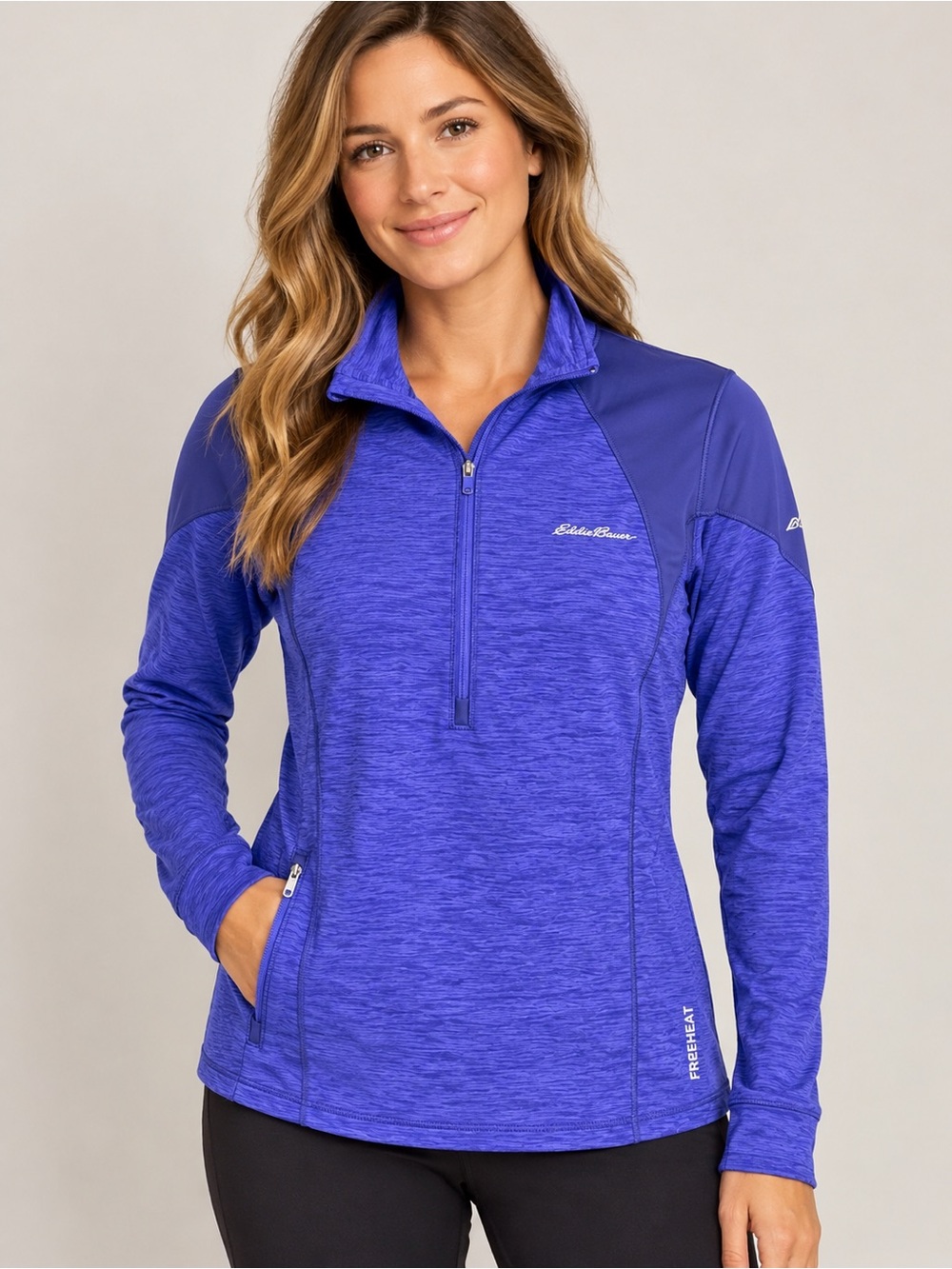 Eddie Bauer Women’s Motion FreeHeat 1/4 Zip Pullover Purple Blue Size M